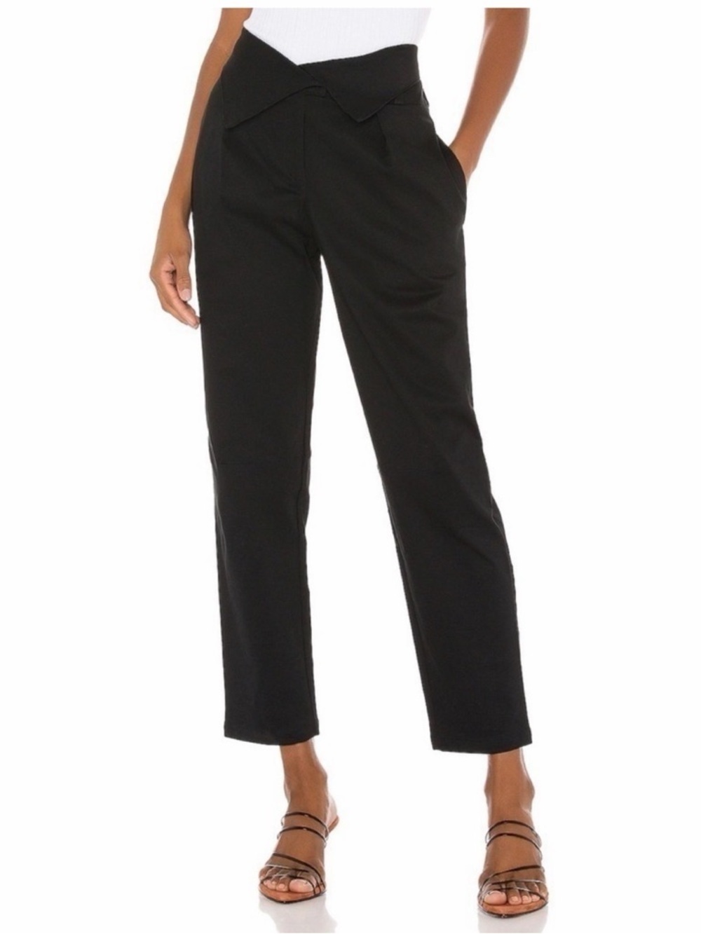 The Range Structured Twill Fold Over Pants in Black